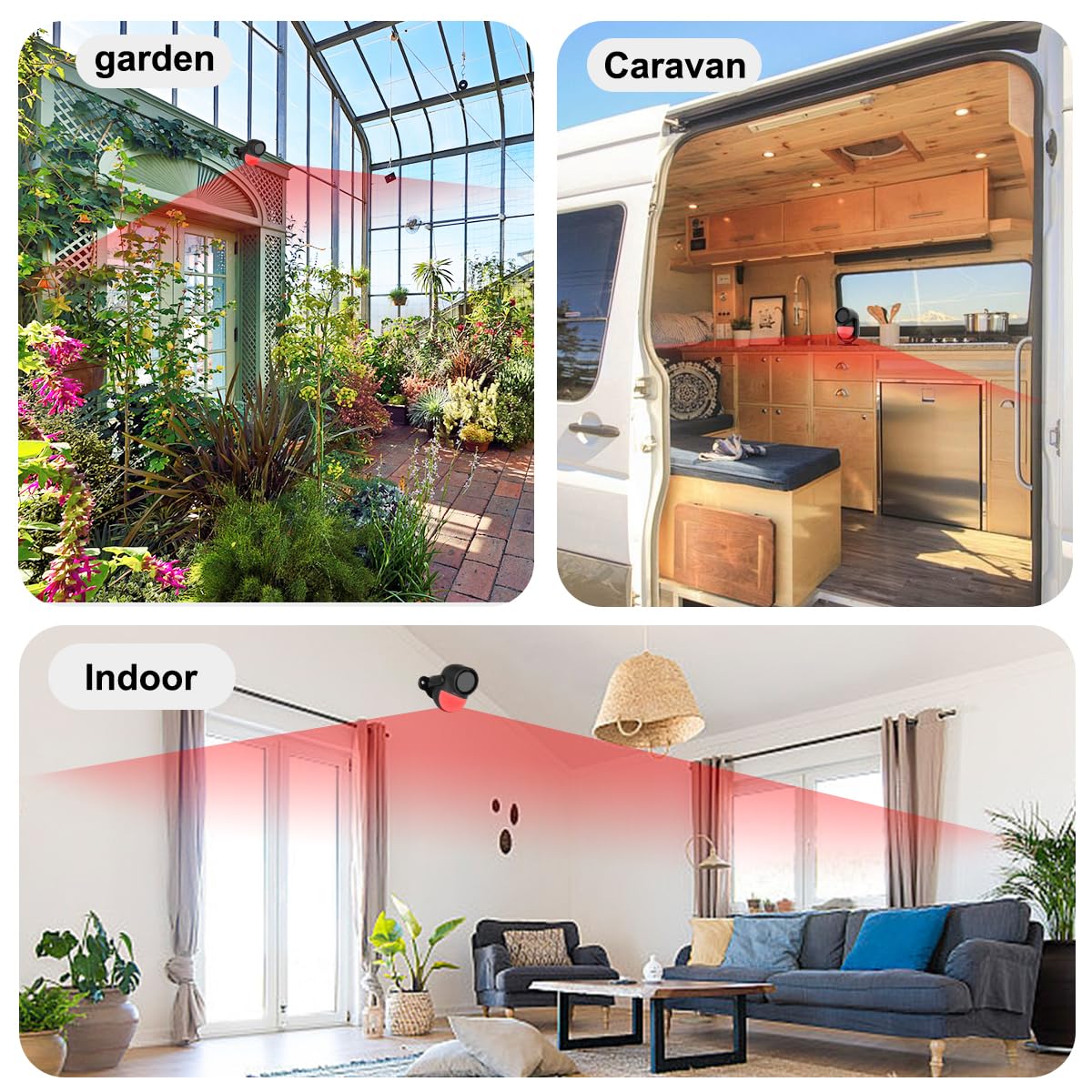 Shed Alarm, Shed Security Alarm for Home / Ranch / Van / Carport / Shop Infrared Detection Technology with 328ft Remote SOS Button Battery Powered 125db Extra Loud - Black