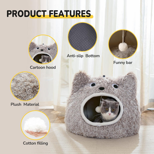 CATISM Cat Cave Cat Bed Washable Cat Sleeping Place for Cats Plush Pet Cat Pillow Cat House Cat Cushion Fluffy Kitten Puppy Cuddly Bed Pet Bed