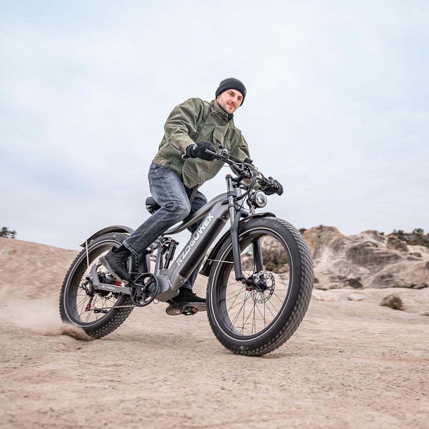 RZOGUWEX Electric Bicycle，26 Inch Off-Road EBIKE for Adults with 48V 25AH Detachable Lithium Ion Battery, 7 Speed with Dual Shock Absorbers and Dual Hydraulic Disc Brake(Black)