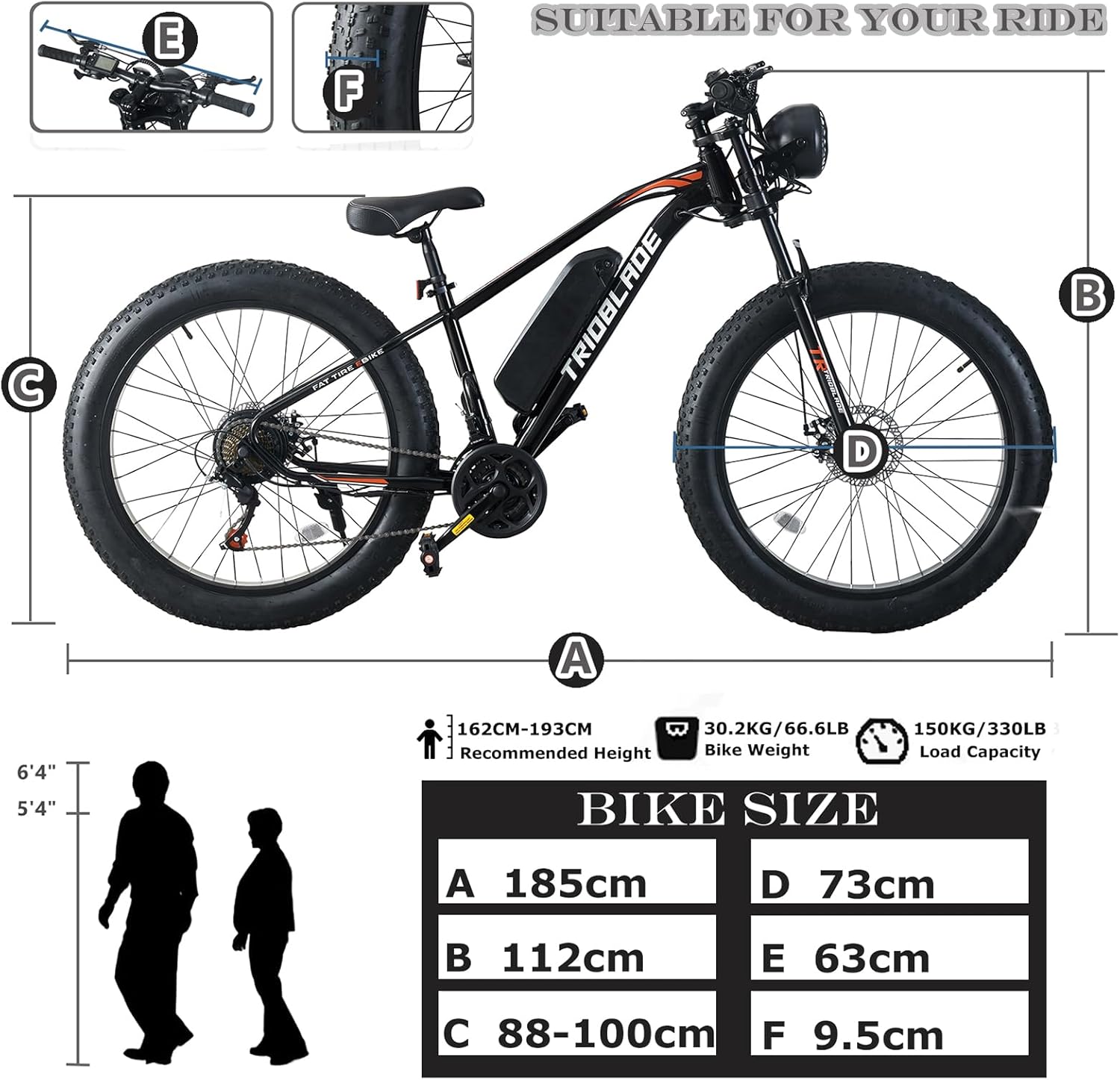 BSTSEL 26 inch Wheels Electric Bike Fat Tires for Adults with 36V 10.4Ah Removable Battery 21-Speed All-Terrain eBike, 250W Motor 25KM/H Electric Mountain Bike for Men Women, 4 Riding Modes