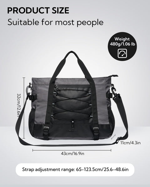 Waterfly Sports Gym Bag Small Duffle Bag for Women Men Water Resistant Weekend Travel Overnight Holdall Bag for Swimming Fitness Black