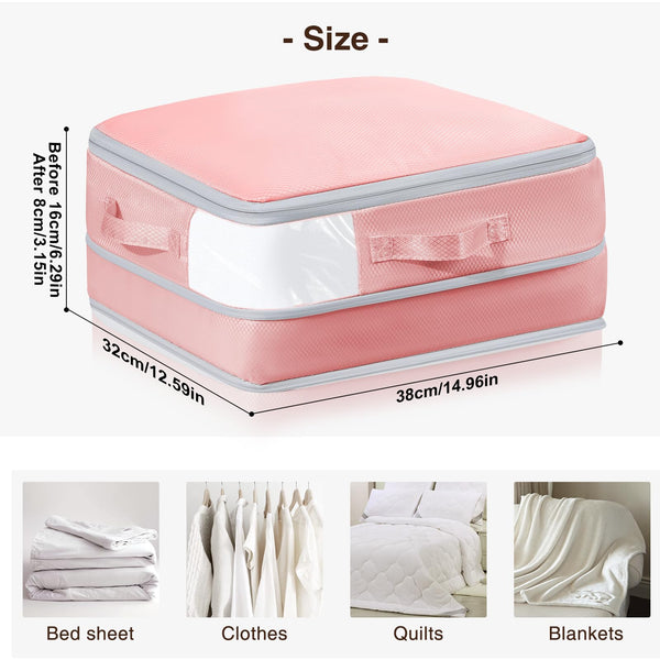 DIMJ 6 Pack Compression Storage Bags - Foldable Duvet/Blanket/Towel Organisers Boxes, Large Compression Packing Cubes with Clear Window for Moving,