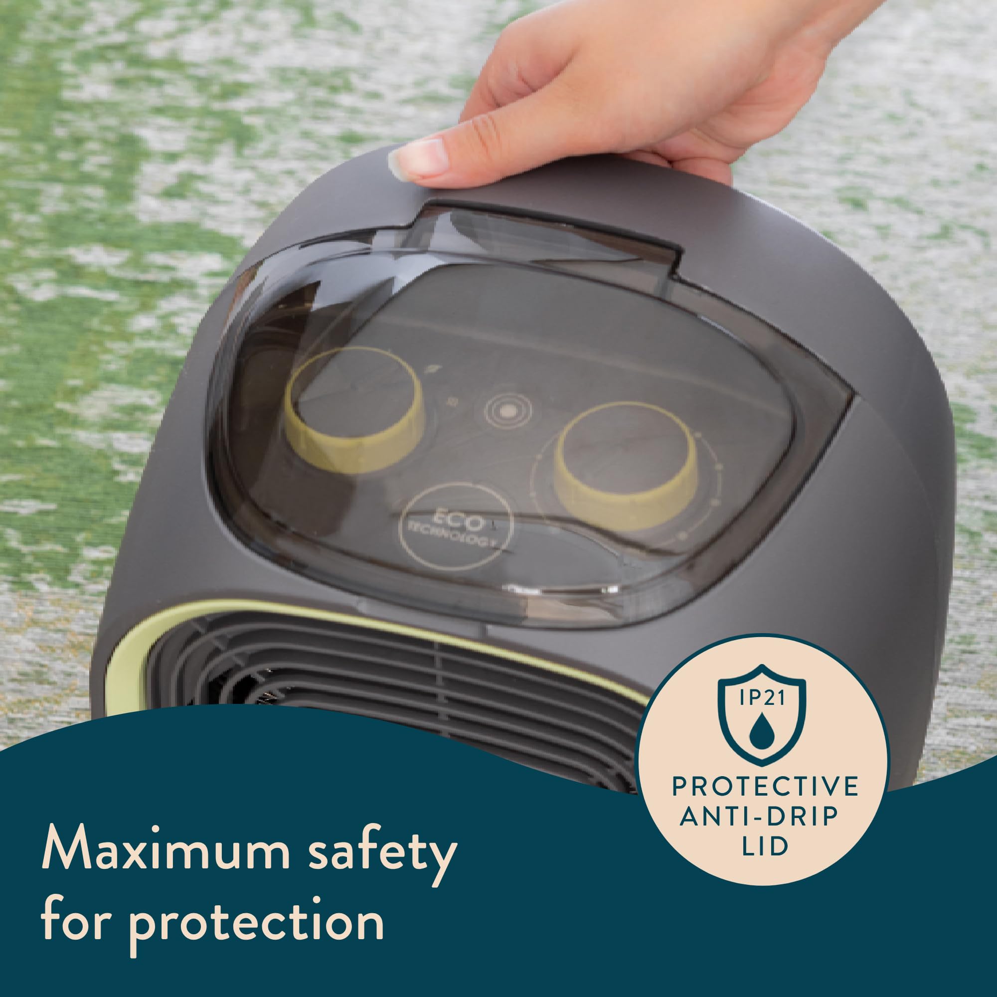 Dreamland Silent Power Pure Portable Fan Heater - Low Energy for Home Use, Quick Heat Up with 4 Heating Modes, Silent Space Heater, Energy Efficient Ionizer and Air-Purifying Heating Technology