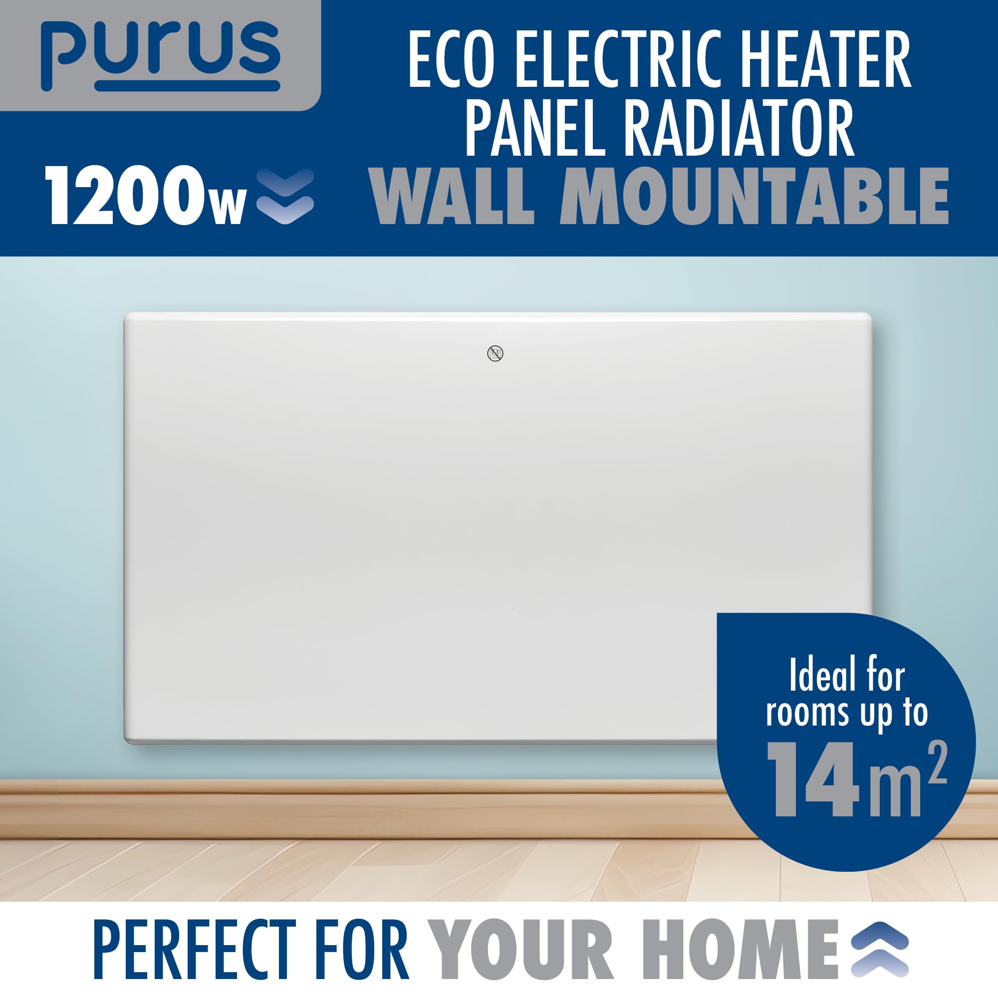 Purus 600W Grey Electric Radiator Heaters for Home, Bathroom Safe Electric Heater Setback Timer Lot 20 & Advanced Thermostat Control Wall Mounted or Floor Standing Low Energy Panel Heater