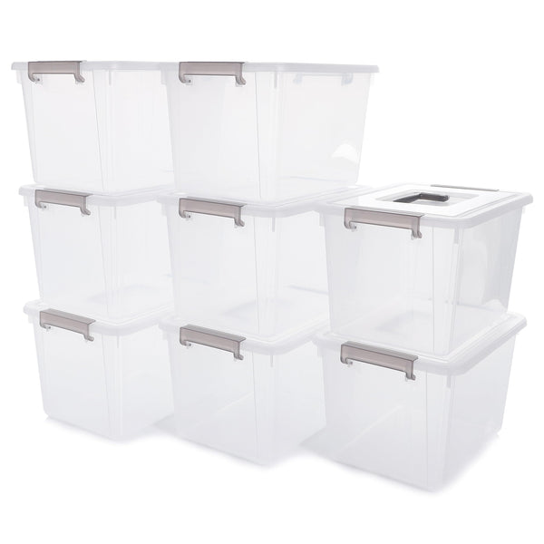 Citylife 8Packs 5L Plastic Boxes with Lids, Storage Clear Stackable Storage Boxes with Handle, Plastic Storage Boxes with Lids for Organizing Toys,