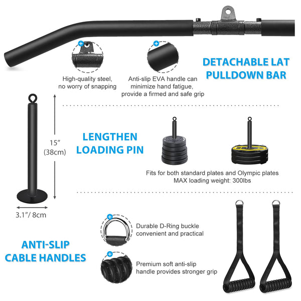 Weight Cable Pulley System, Cable Pulley System Home Gym Fitness Cable Pulley Attachment Home Gym Equipment for LAT Pull Down, Arm Workout