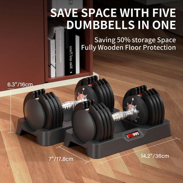 EnterSports 12kg/18KG/27KG Adjustable Dumbbells,Dumbbell Set for Saving Place, Dumbbell Weights with Non-Slip Handle, Home Gym Strength Training Equipment for Full Bodybuilding