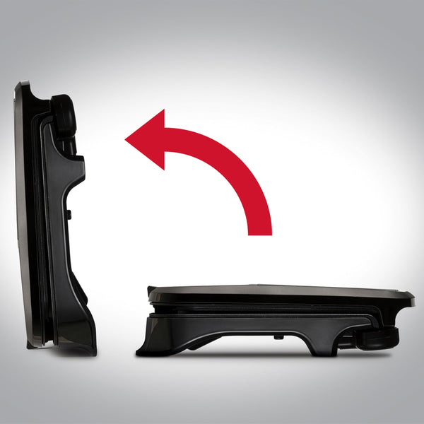 George Foreman Large Electric Fit Grill [Non stick, Healthy, Griddle, Toastie, Hot plate, Panini, BBQ, Energy saving, Vertical storage, Easy clean, Drip tray, Ready to cook light] Black, 2400W 25820