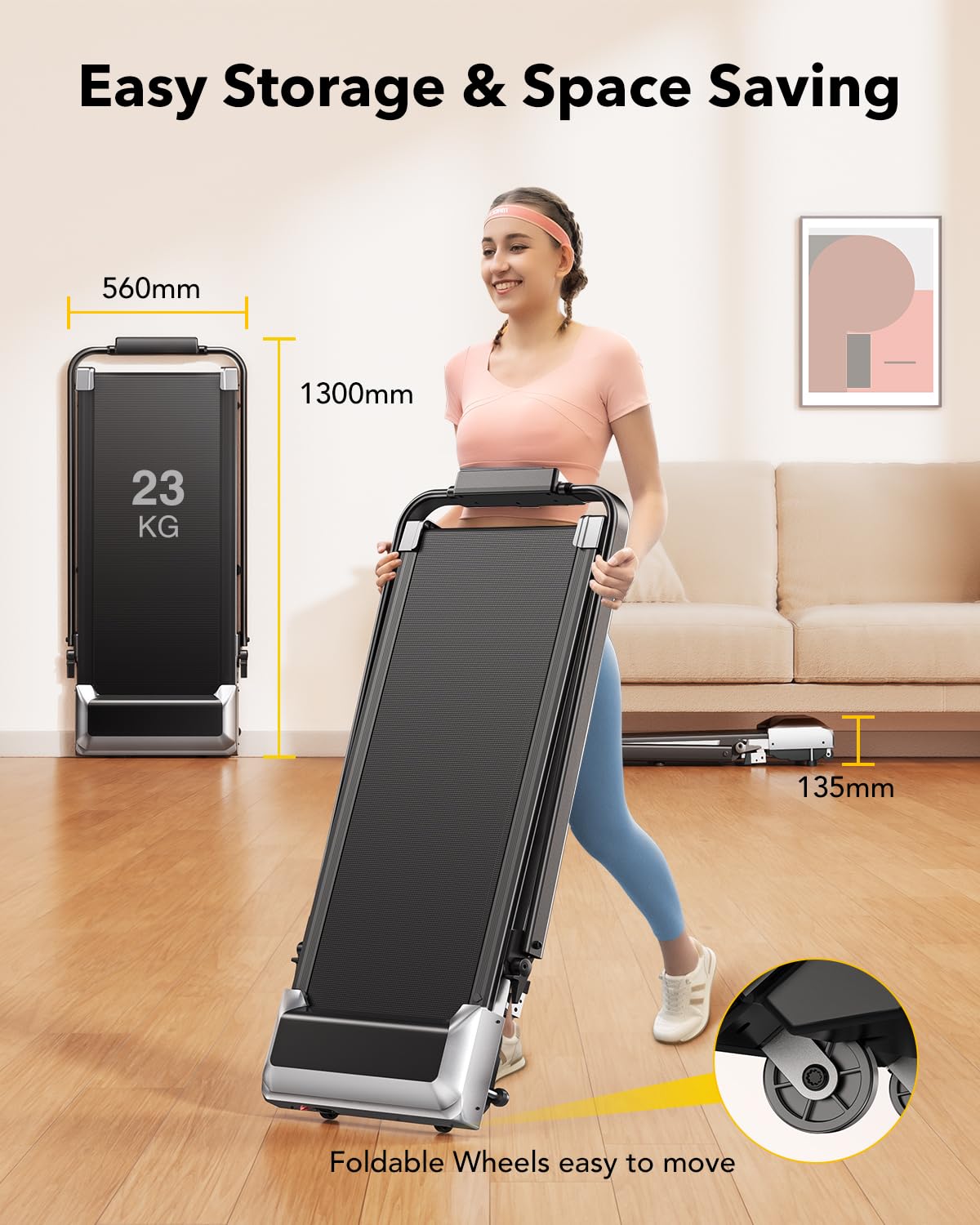 Treadmills for Home with 7% Incline, 2.5HP FoldingTreadmill, 1-12km/h Under Desk Treadmill with Incline, Walking Running Machine for Home & Office, LED Display,Remote Control and App