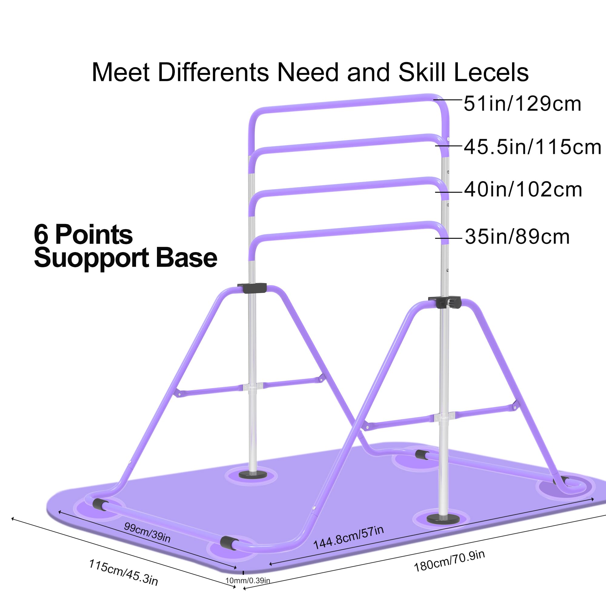 EVERYMILE Gymnastics Bars, Junior Training Kip Bar Gymnastics Equipment for Home,Adjustable Height Folding Horizontal Bar with Gymnastic Rings for Kid