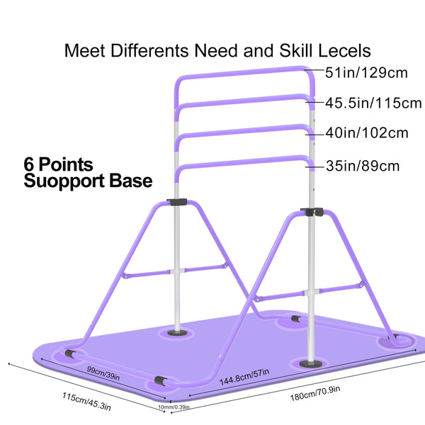 EVERYMILE Gymnastics Bars, Junior Training Kip Bar Gymnastics Equipment for Home,Adjustable Height Folding Horizontal Bar with Gymnastic Rings for Kid
