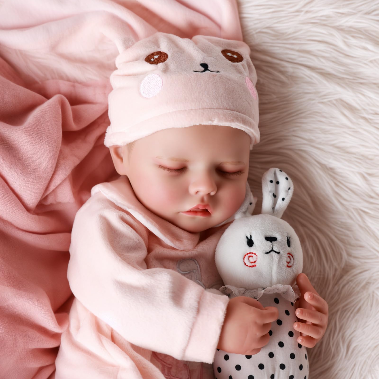 JIZHI Reborn dolls Age 3+ - 17-Inch Handmade Realistic Baby Dolls Soft Cloth Body with Toy Accessories, Reborn Baby Dolls Like a Lifelike Baby(Sleeping baby)