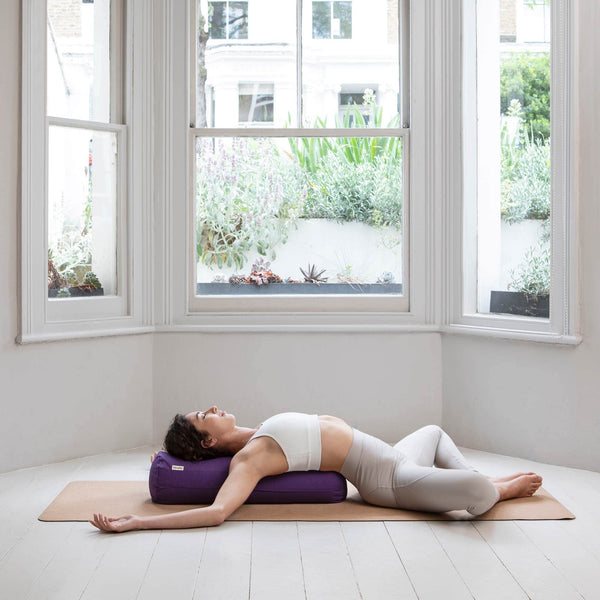 basaho Yoga Bolster | Organic Cotton | Buckwheat Hulls | Removable Washable Cover (Dusty Blue)