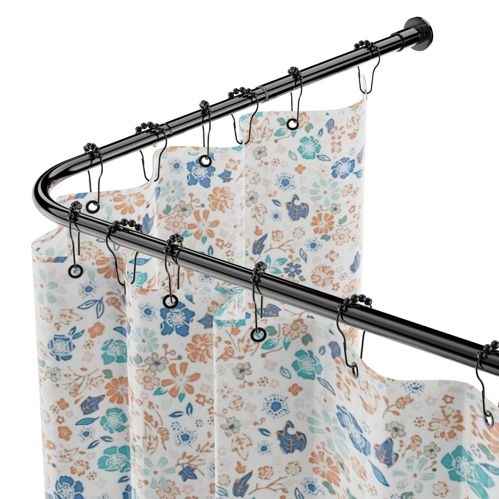 WELDUN L-Shaped Shower Curtain Rod, Adjustable 68-96cm ? 68-96cm, Stainless Steel Corner Shower Rod Waterproof & Rustproof, 90 Degree Curtain Rod