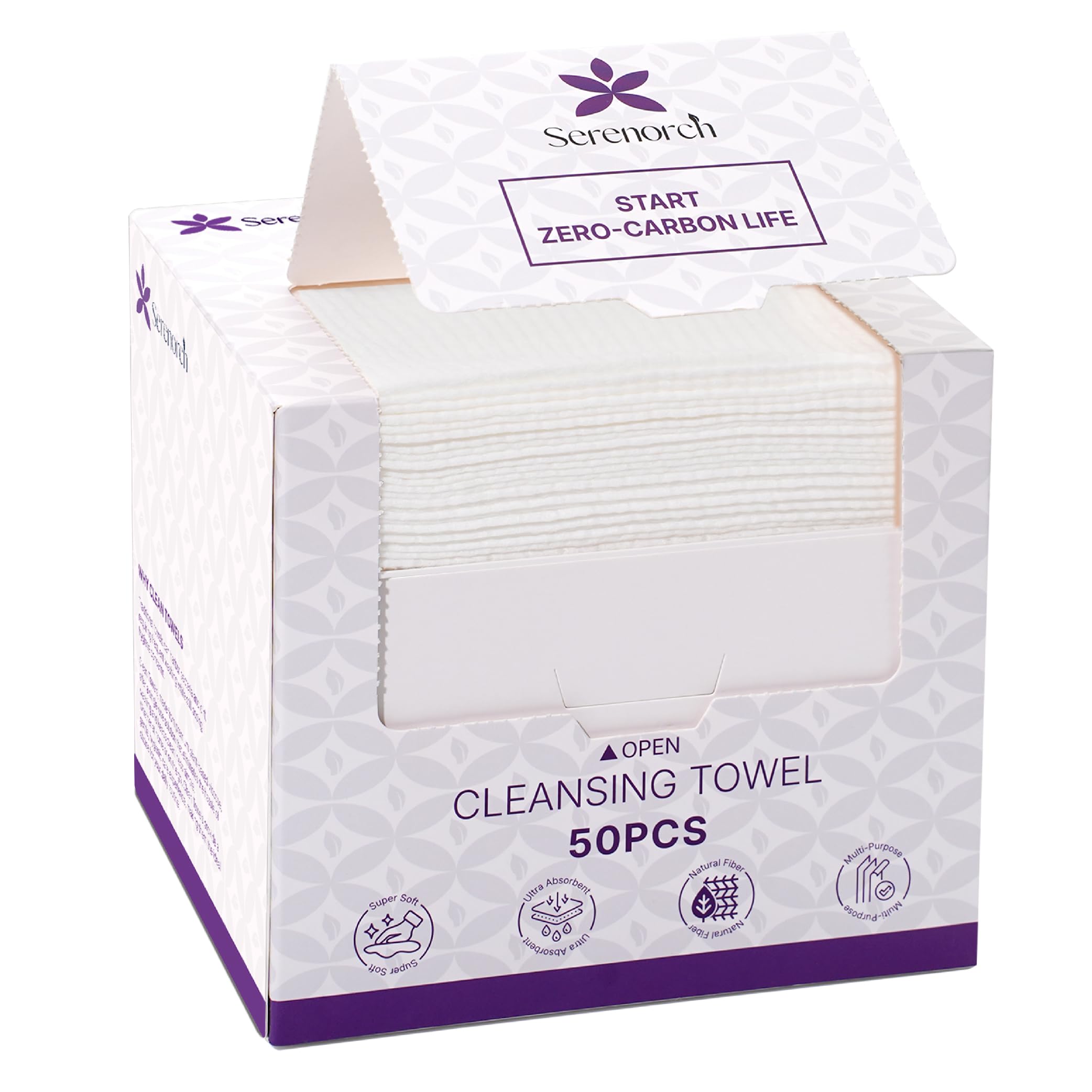 Serenorch Disposable Biodegradable Face Towels, 10"?12" Extra Large, Ultra Thick Disposable Face Cloths for Sensitive Skin, Extra Soft Makeup Remover