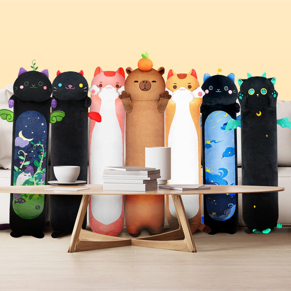 Mewaii 36in Long Cat Plush Pillows Stuffed Animals Squishy Pillows - Plushie Cute Kitty Sleeping Hugging Plush Pillow Soft Toys for Kids(Orange)