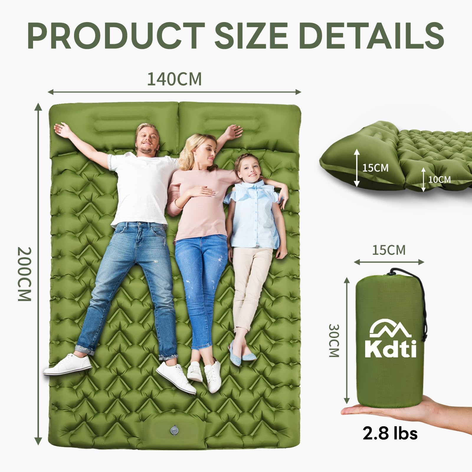 Kdti Sleeping Pad, Ultralight Inflatable Camping Mat Built-in Foot Pump, Portable Waterproof Sleeping Mat Compact for Backpacking, Hiking, Tents