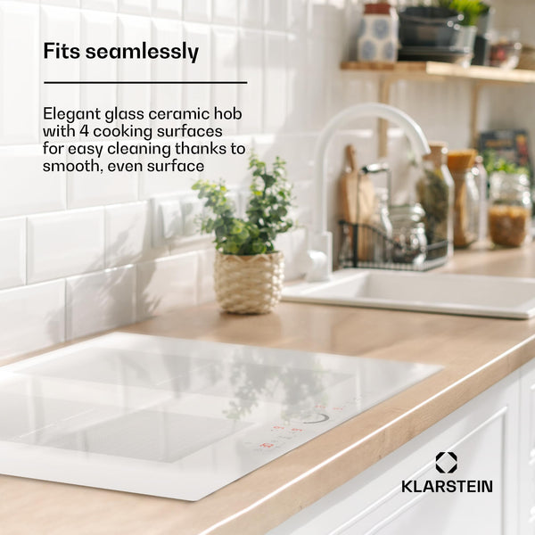 Klarstein Induction Hob, 7000W Electric Hobs Induction Cooker, 4 Ring Electric Pan Hob, Built-In Table Top Cookers w/ 4 Hobs, Touch Control, Inductions Heater Cooktops, Hot Plates for Cooking