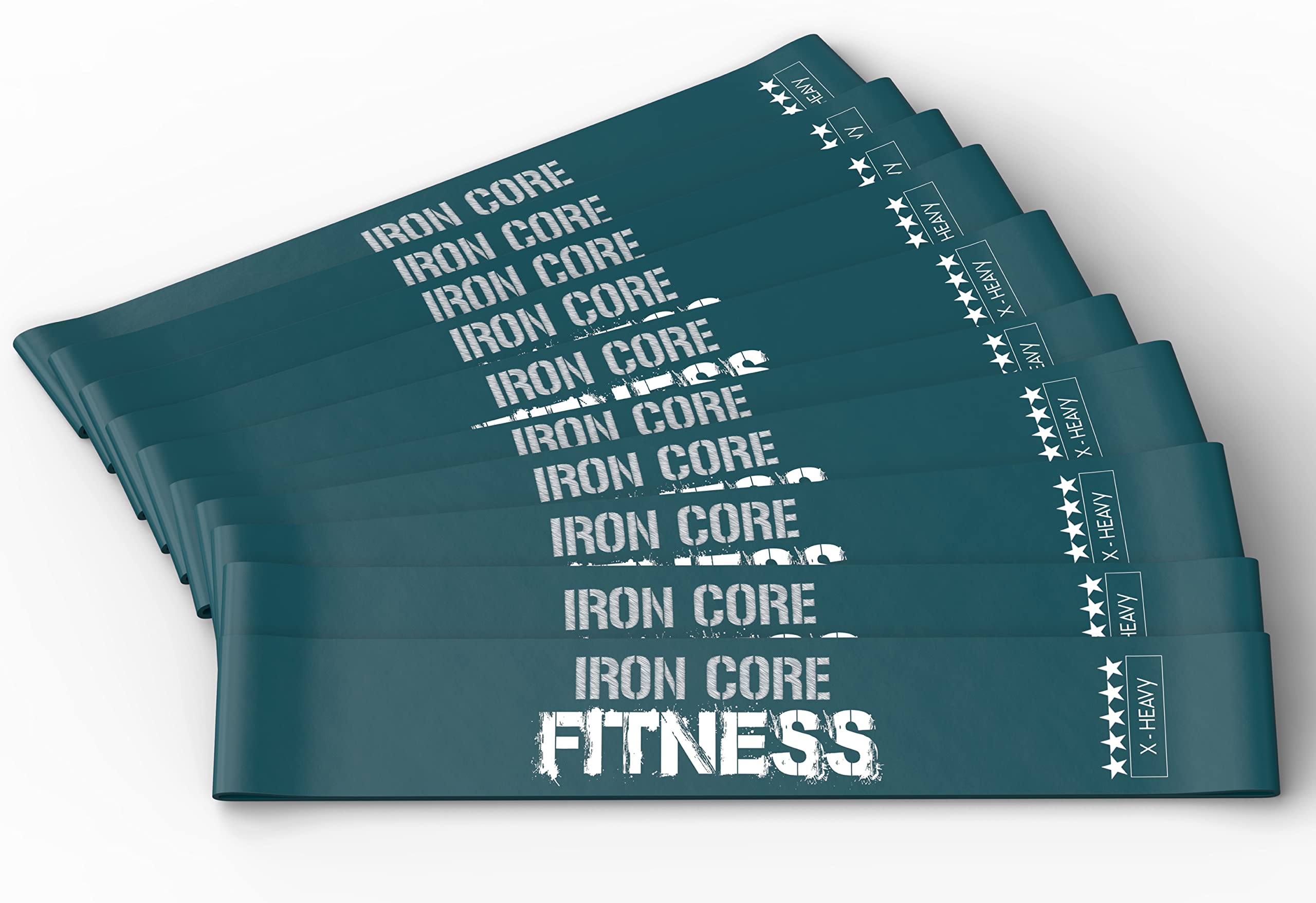 Mini Resistance Bands in Bulk Set of 10 Exercise Bands for Trainers, Bootcamp, Gym. Workout Glutes, Thighs, Leg, Back, arms by Iron Core Fitness Deep