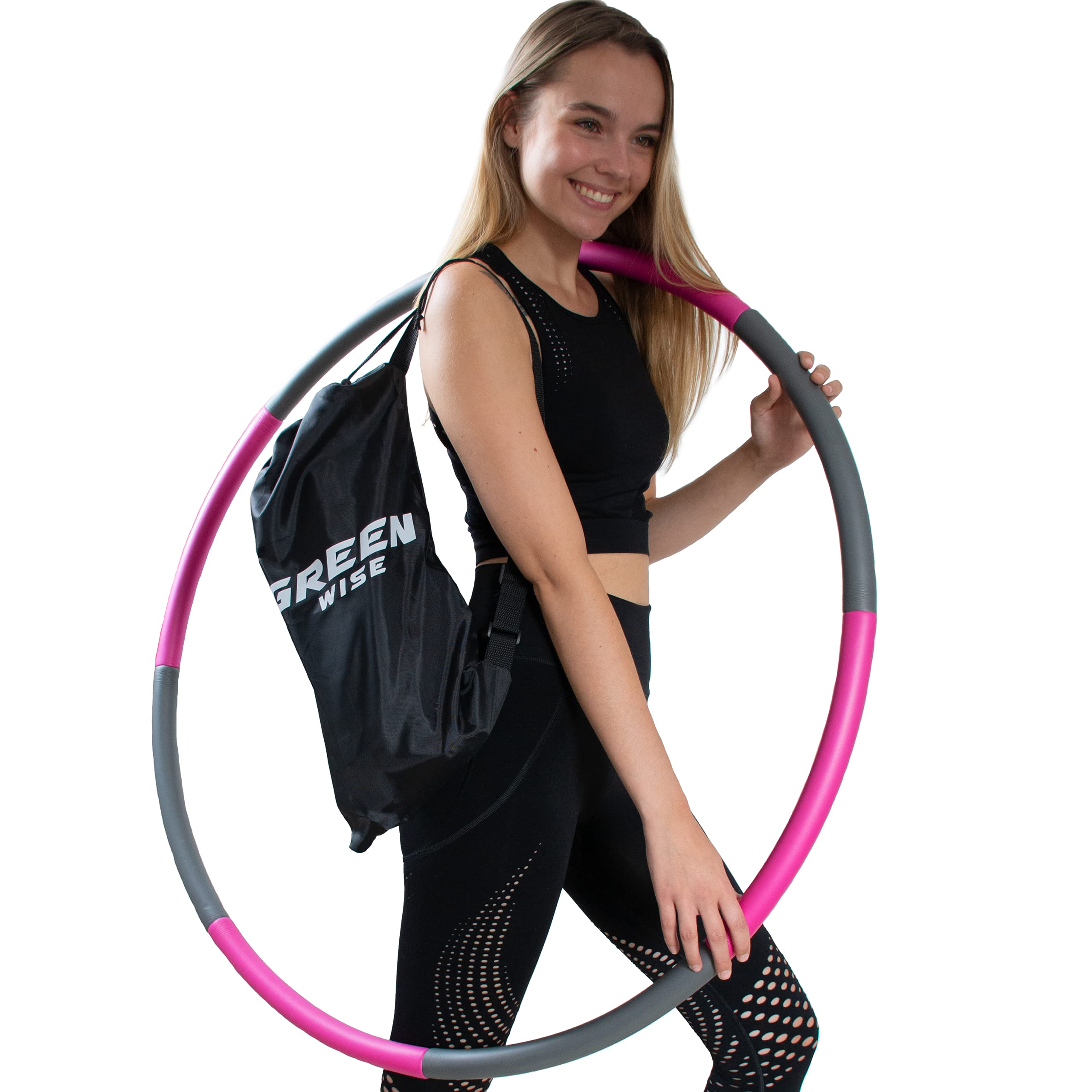 GreenWise? Hula Hoop Sport Stainless Steel for Adults & Children for Weight Loss Massage Fitness | High Quality Foam | Includes Carry Bag