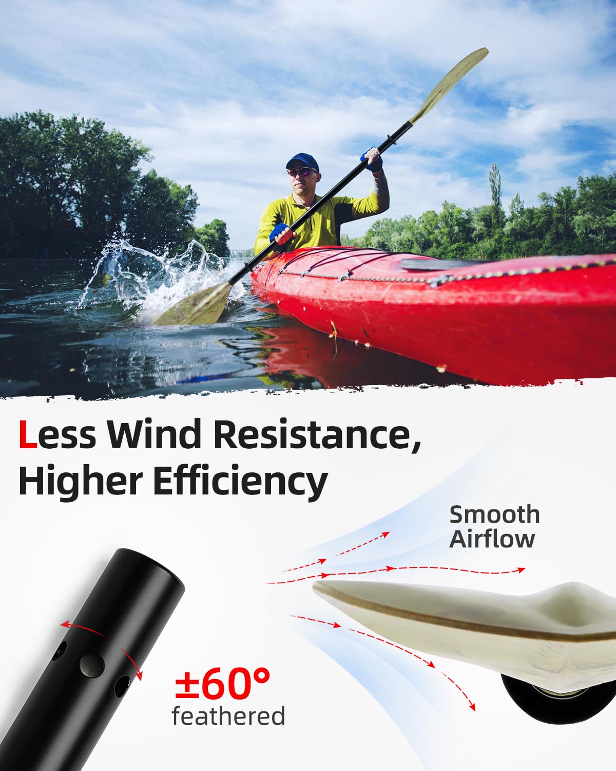 Abahub Adjustable Kayak Paddle 210-230 cm/82-90 Inches Floating Kayaking Oars Boating Oars Canoeing Oars Camouflage