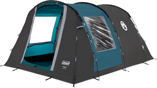 Coleman Cook 4 Family Tent | 4 Man Tunnel Tent with Separate Living And Sleeping Area | Easy To Pitch | 4 Person Camping Tent | 3000mm Waterproof | with Sewn-in Groundsheet