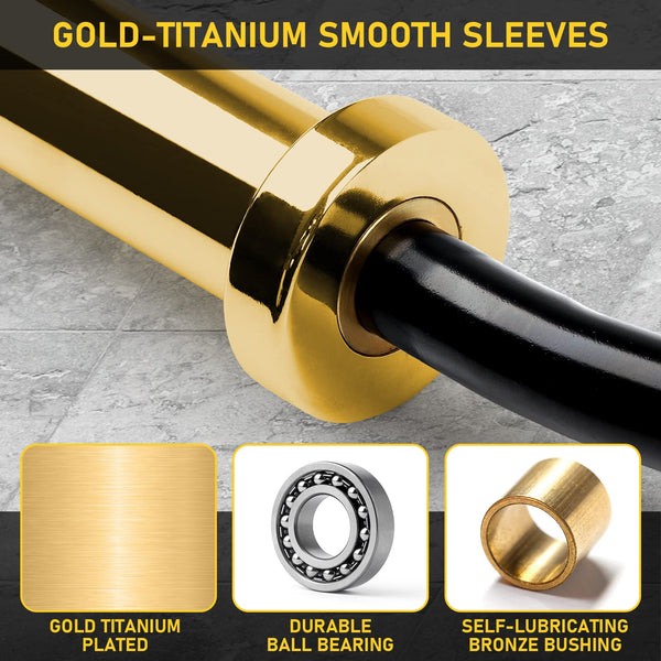 PhysKcal EZ Curl Bar, 1.2m Super EZ Olympic Bar for Standard 50mm Weight Plates, Excellent for Gaining Biceps and Triceps, Golden & Black