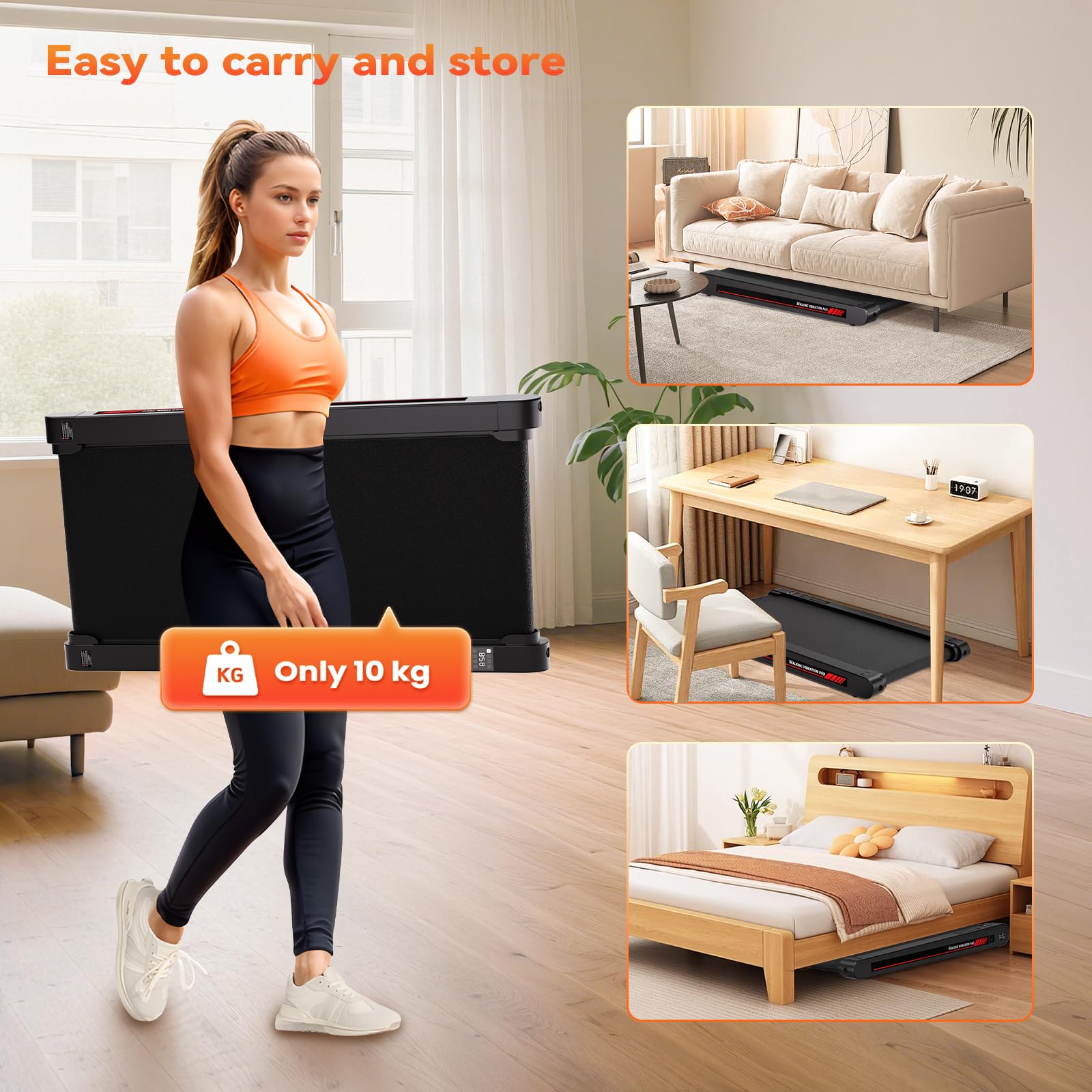 Lysole 4 in 1 Walking Vibration Pad, Under Desk Treadmill, 4 Vibration Modes, Portable Vibration Walking Pad for Homes and Offices