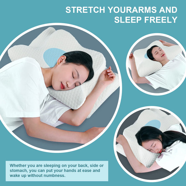 Cervical Memory Foam Pillow for Neck Pain Relief, 2 in 1 Orthopedic Sleeping Pillow, Shoulder Pain Ergonomic Head Neck Support Pillow for