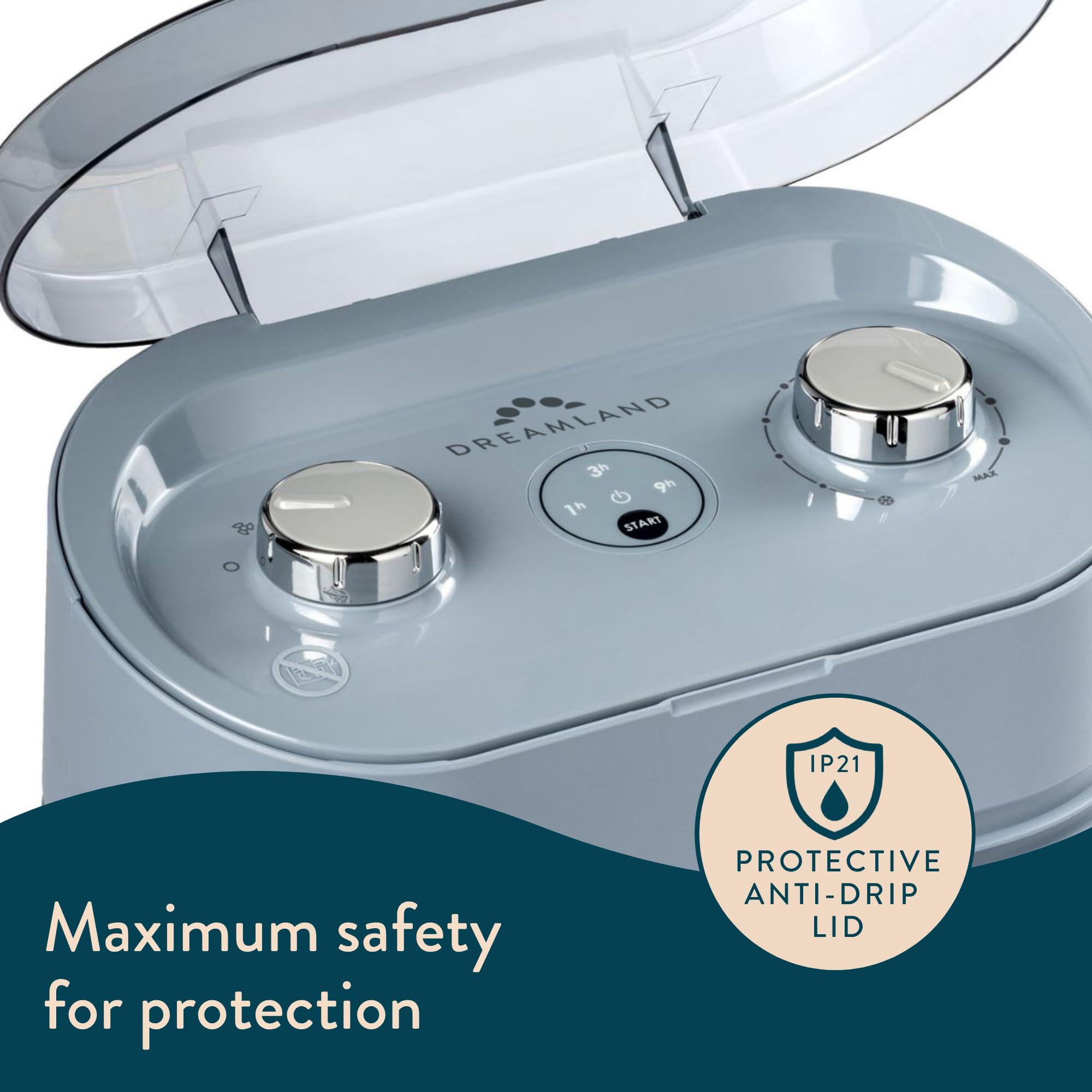 Dreamland Silent Power Pure Portable Fan Heater - Low Energy for Home Use, Quick Heat Up with 4 Heating Modes, Silent Space Heater, Energy Efficient Ionizer and Air-Purifying Heating Technology