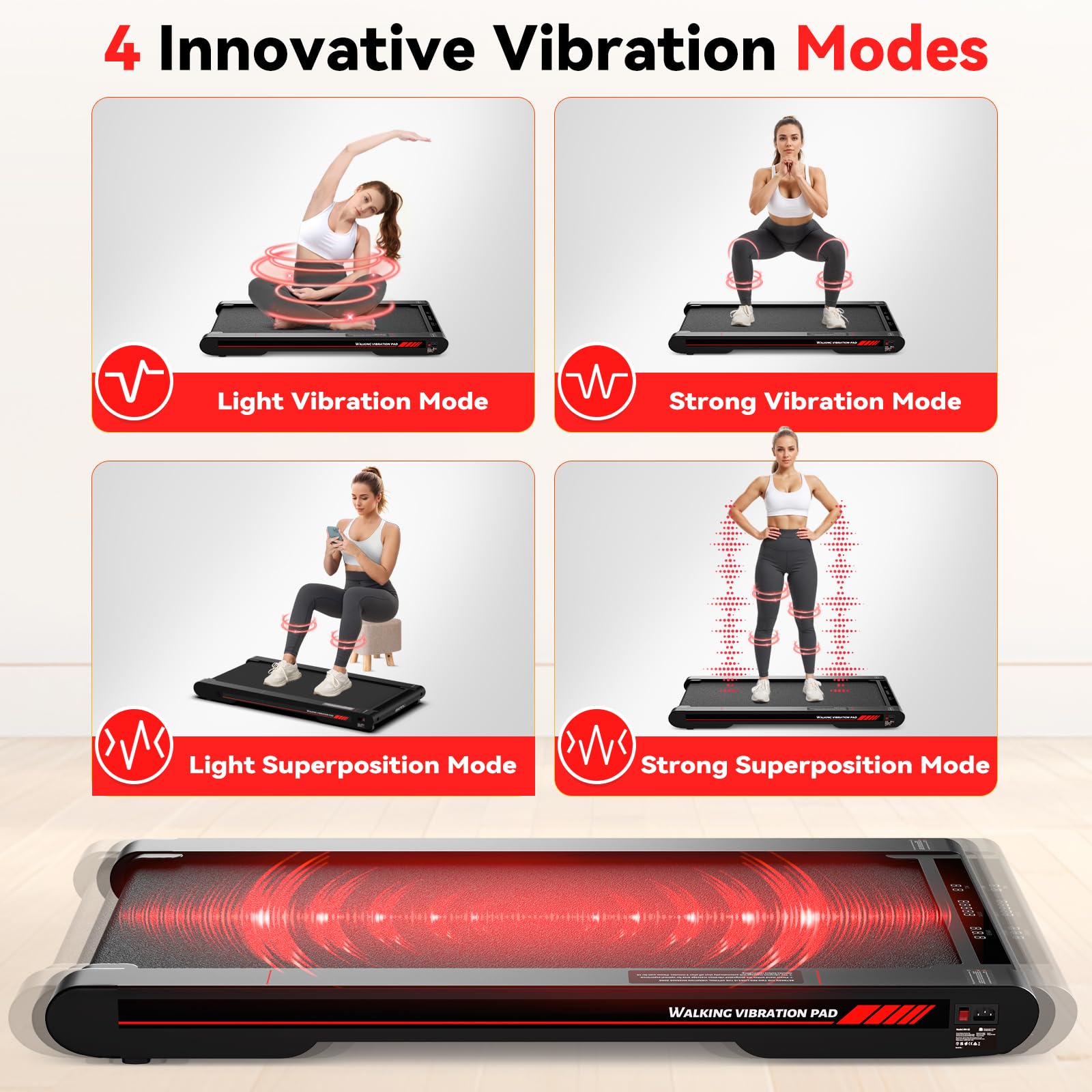 Lysole 4 in 1 Walking Vibration Pad, Under Desk Treadmill, 4 Vibration Modes, Portable Vibration Walking Pad for Homes and Offices