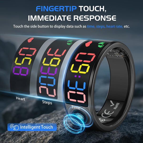 Smart Ring for Men Women, Sleep & Heart Rate Monitor Health Ring, Fitness Ring Heart Rate Blood Oxygen Sleep Monitor Step Counter Activity Tracker for Android iOS with Charging Case (#12-Y)