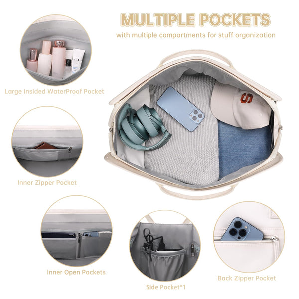 ETRONIK Weekend Overnight Bag for Women, Large Travel Duffle Bag with Shoe Compartment & Wet Pocket, Carry On Tote Bags Gym Duffel Bag with Toiletry Bags for Hospital 3 Pcs Set, Black