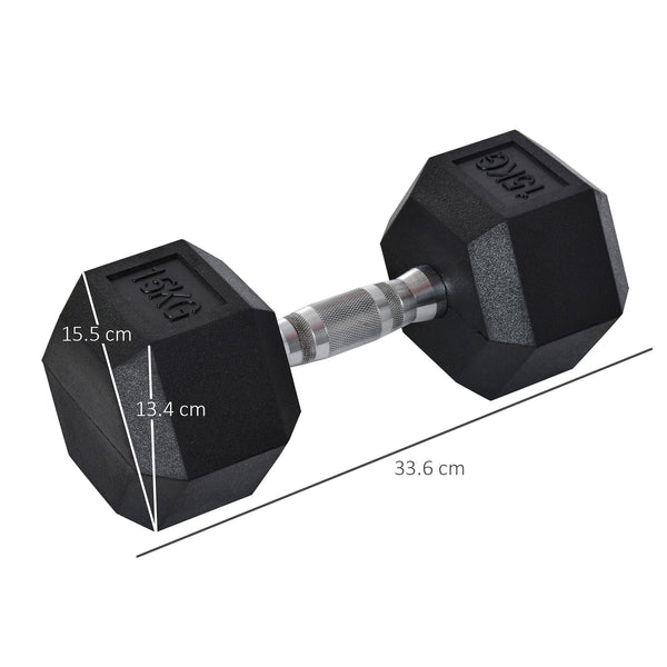 HOMCOM 12.5KG/15KG/17.5KG/20KG Single Rubber Hex Dumbbell Portable Hand Weights Dumbbell for Home Gym Workout Fitness