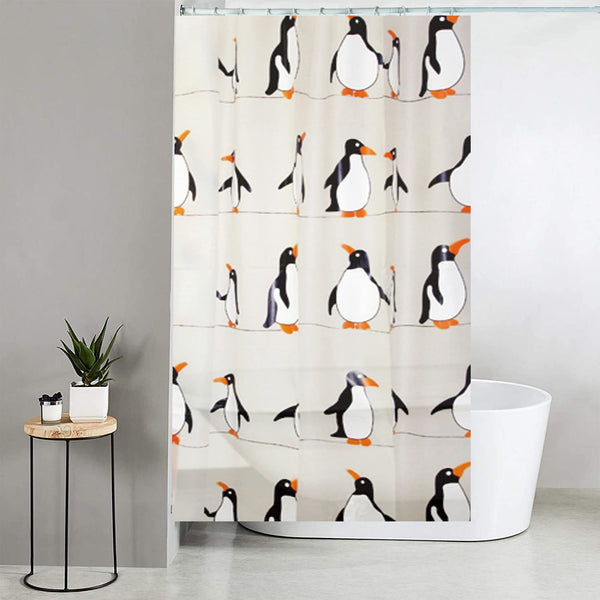 Blue Canyon Penguin Printed Shower Curtains | 100% Peva Shower Curtain | Anti-Bacterial Surface Treatment | Water Repellent| Weighted Hem | 180 X