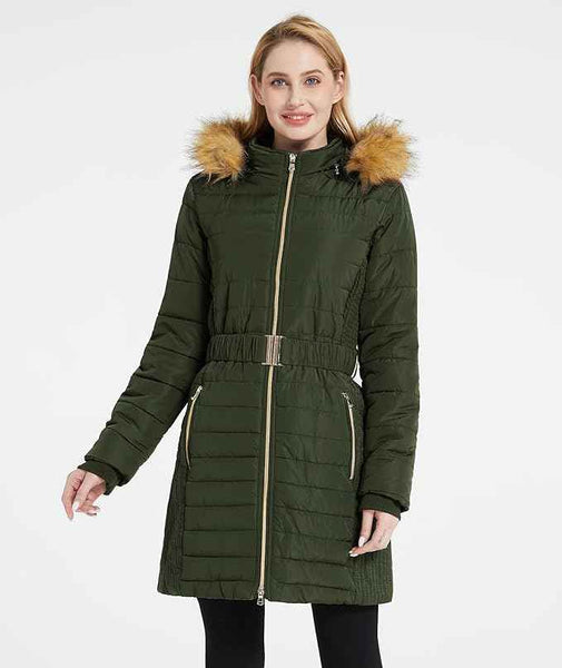 Wantdo Women's Long Winter Puffer Coat Waterproof Jackets Army Green