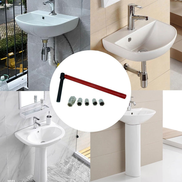 GIONAR Tap Spanner with 5pcs 8-12mm Nut Set, Adjustable Box Spanners for Taps, Tap Spanner Set for Plumbers Bath Basin Kitchen Sink Tap Installation Tool