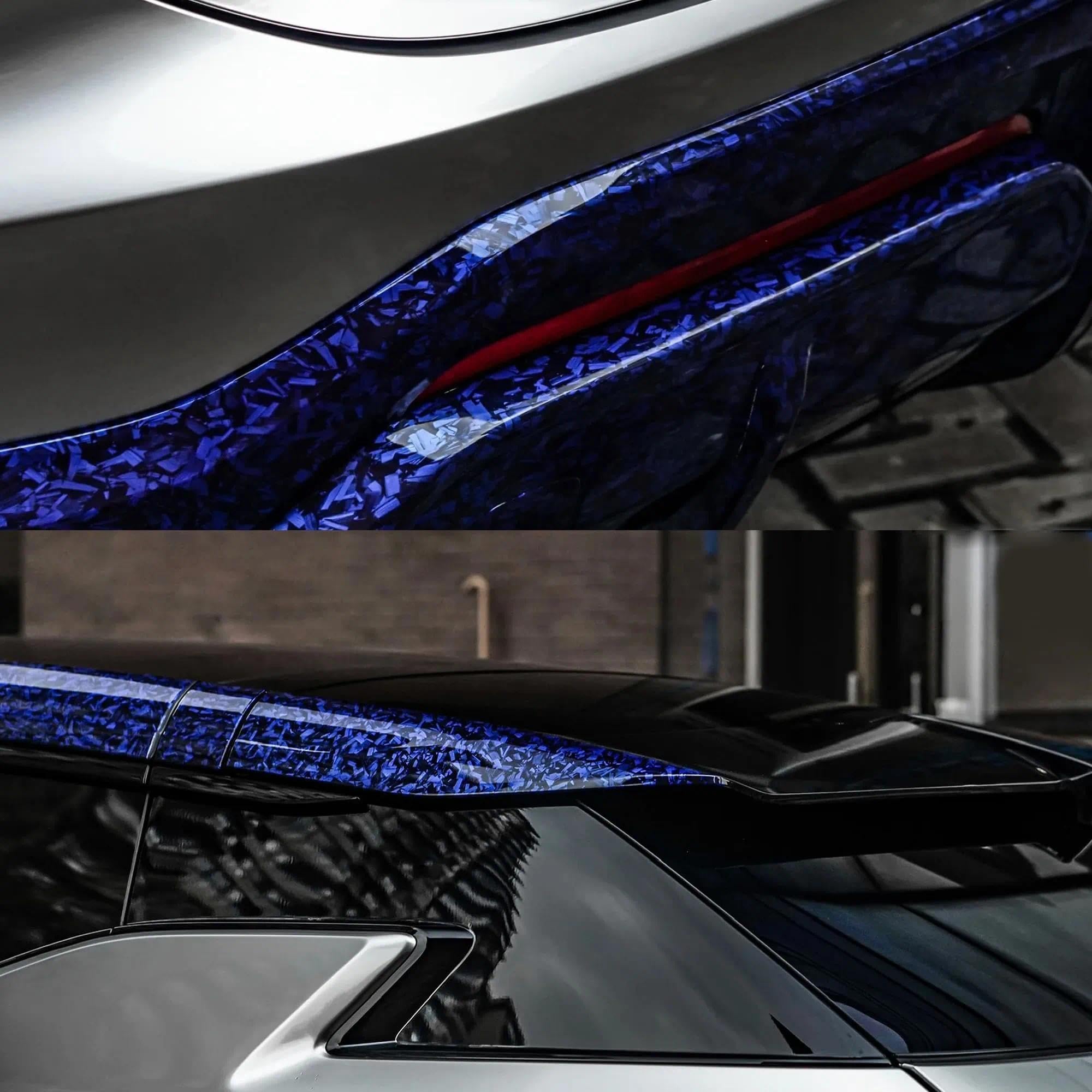 Purple Forged Carbon Fiber Vinyl Wrap, Foneso Self Adhesive Film, High Glossy Car Wrap Roll, Auto Interior Stickers Sheets Films Wraps Without Bubble for DIY Use 1ft x 5ft