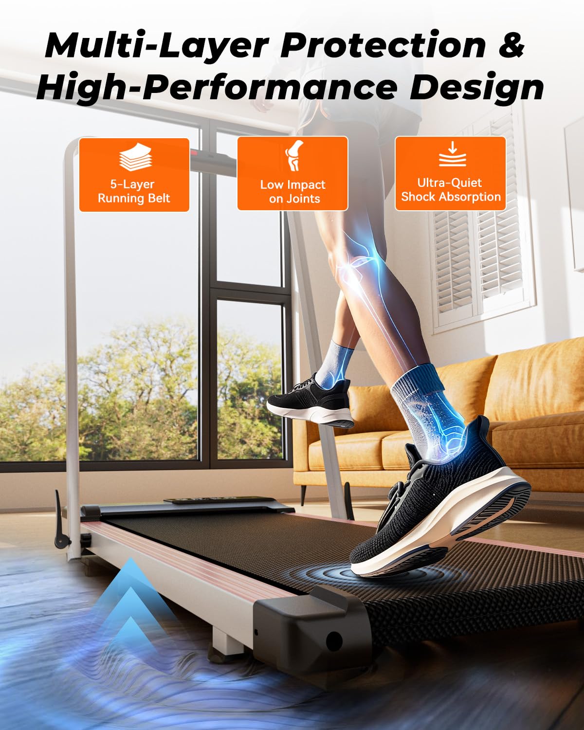 Superun Walking Pad Raceable 6% Incline 2.5HP Under Desk Treadmill 136KG Capacity MAX 110CM Foldable Treadmill APP Control Portable Walking Machine for Home with Training Courses & Multi-Runner Races