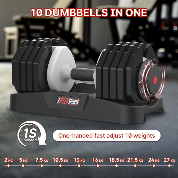 EnterSports 12kg/18KG/27KG Adjustable Dumbbells,Dumbbell Set for Saving Place, Dumbbell Weights with Non-Slip Handle, Home Gym Strength Training Equipment for Full Bodybuilding
