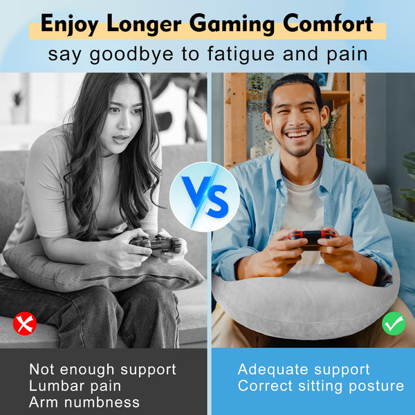 Reading Gaming Pillow for Bed Adult Kids: Lap Desk Pillow for Sitting in Bed/Sofa/Floor - Compact Arm Support Pillow for
