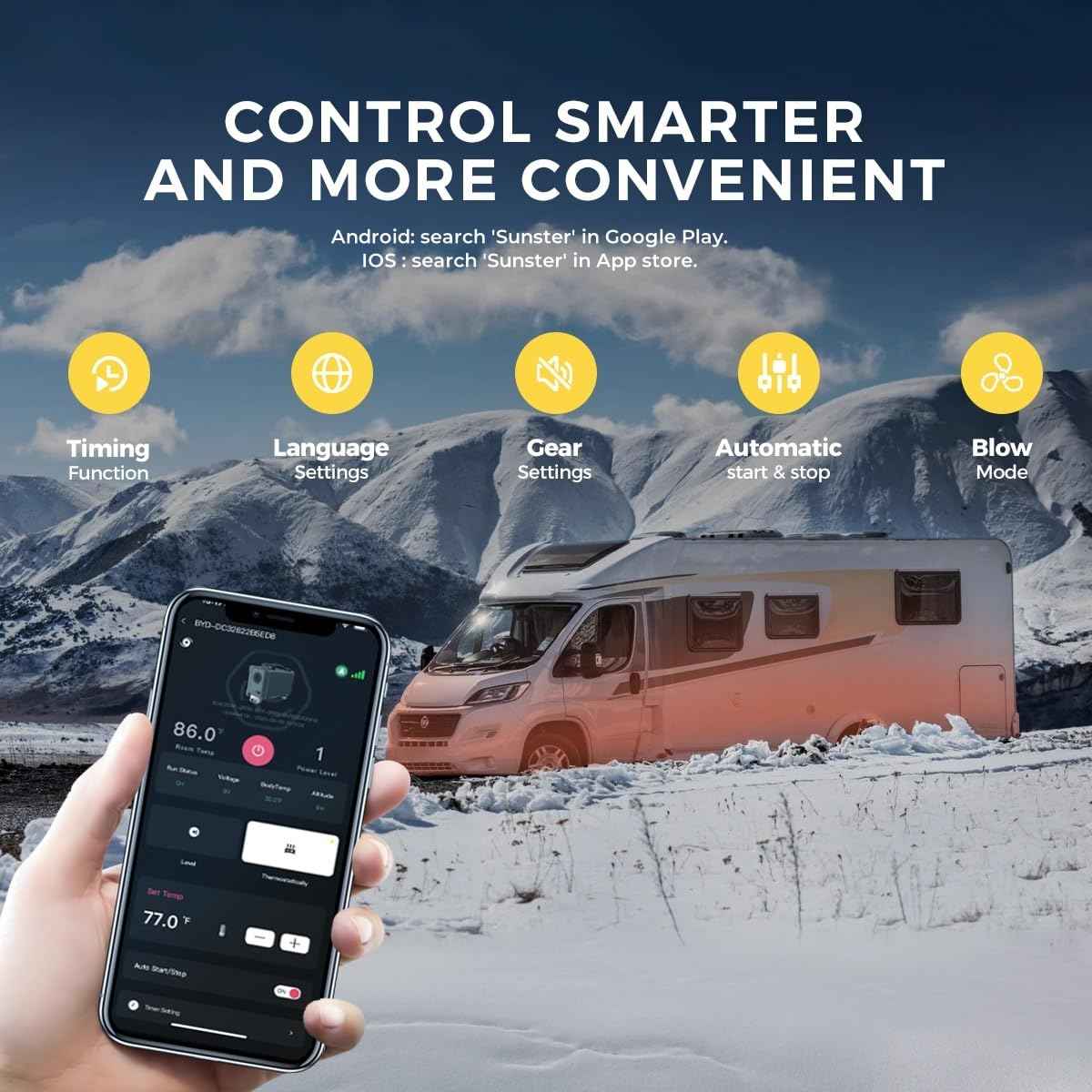 8KW TB10 Toolbox Diesel Air Heater, AC 240V DC12V 24V Night Parking Heater, w/ 5500m Adaptive Plateau, Auto Start - Stop, Ventilation Mode, LCD Panel & APP control, for Campervan Car Trucks RV Trailer