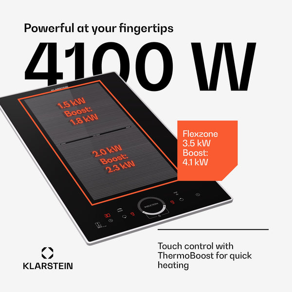 Klarstein Induction Hob, 7000W Electric Hobs Induction Cooker, 4 Ring Electric Pan Hob, Built-In Table Top Cookers w/ 4 Hobs, Touch Control, Inductions Heater Cooktops, Hot Plates for Cooking