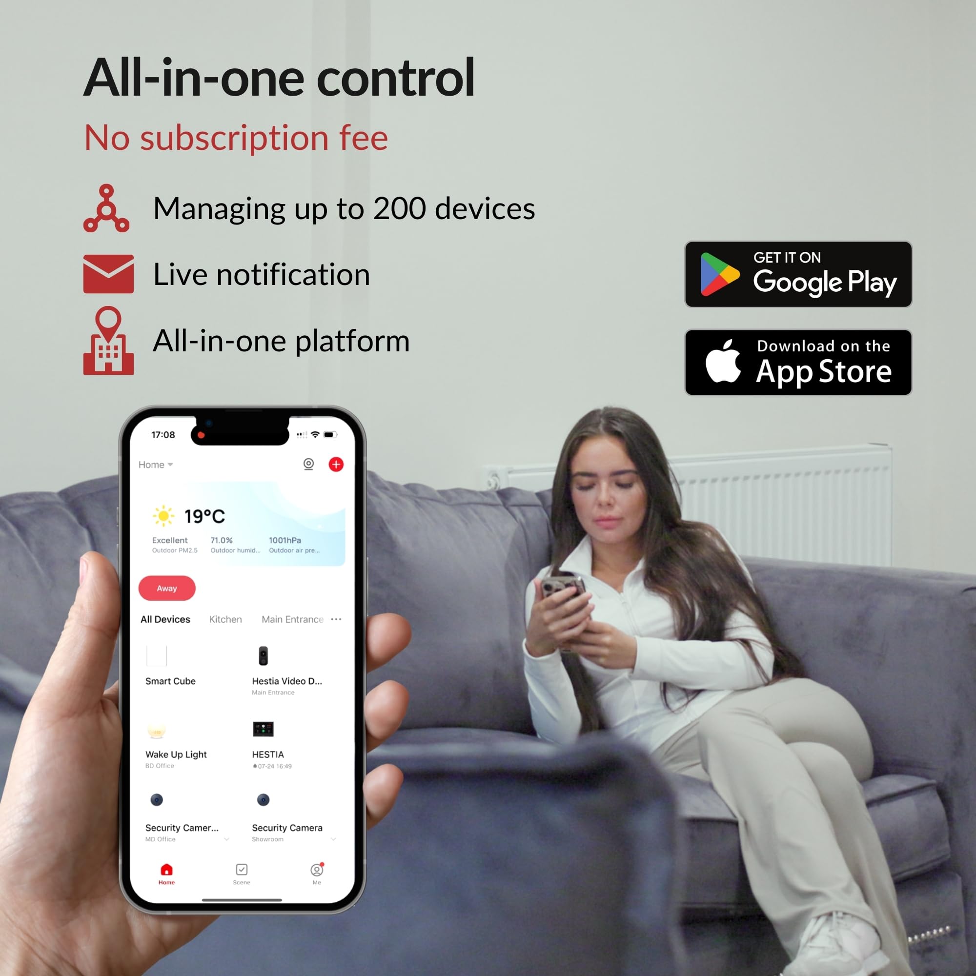 Hestia Wireless Garage Alarm System with Phone App, Metal Garage Sensor, Door Alarm Sensor, Vibration Sensor, Smart Cube Hub House Security System