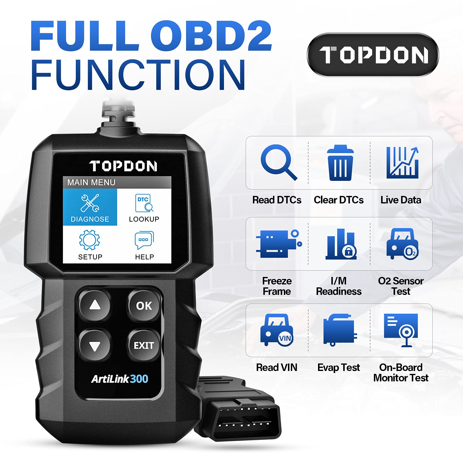TOPDON CarPal-A OBD2 Code Reader Bluetooth, All System OBD2 Scanner for iOS & Android, Vehicle Health Check, 6 Maintenance Services, Smog Check, Repair Guide, 1 Year Free Update