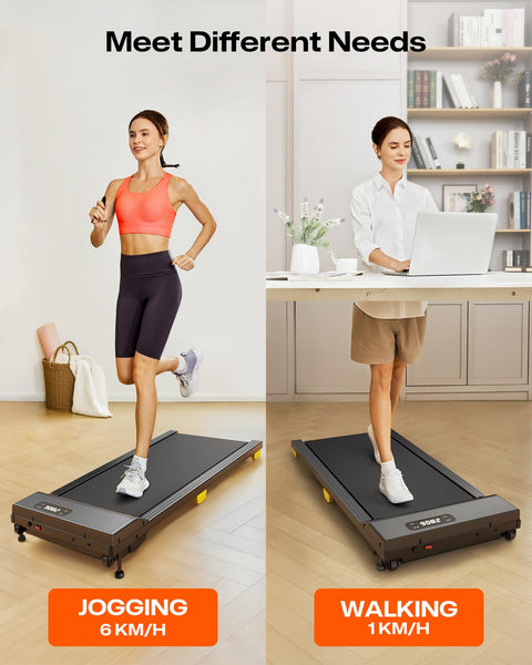 Treadmill with Incline 9%, Walking Pad 1-6 km/h, Under Desk Treadmill with Remote Control and LED Display, Six-Point Shock Absorption