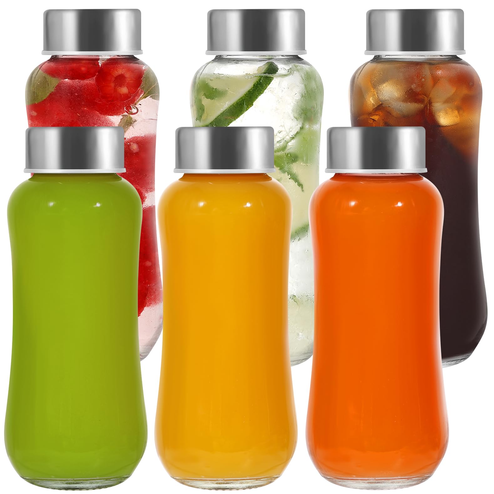 LIMILI Glass Bottles With Stainless Steel Lids, 300/350/750/1000ML Water Bottles, Leak Proof Reusable Drinking Bottles for Hot Cold Drinks, Work, Gym, Home
