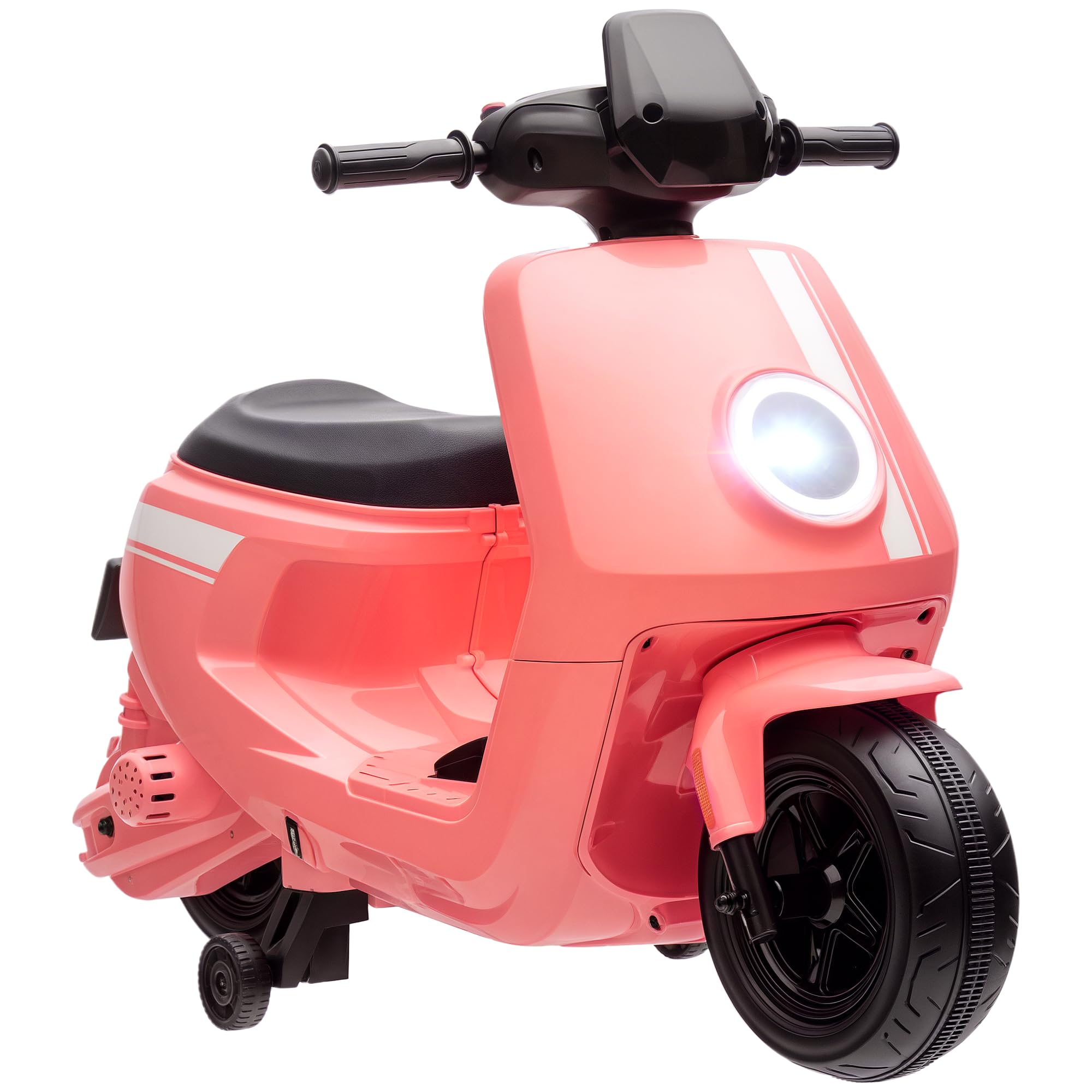 AIYAPLAY 6V Kids Electric Motorbike, Ride on Motorbike with Headlight, Music, Forward Reverse, Training Wheels, for Ages 18-36 Months, Black