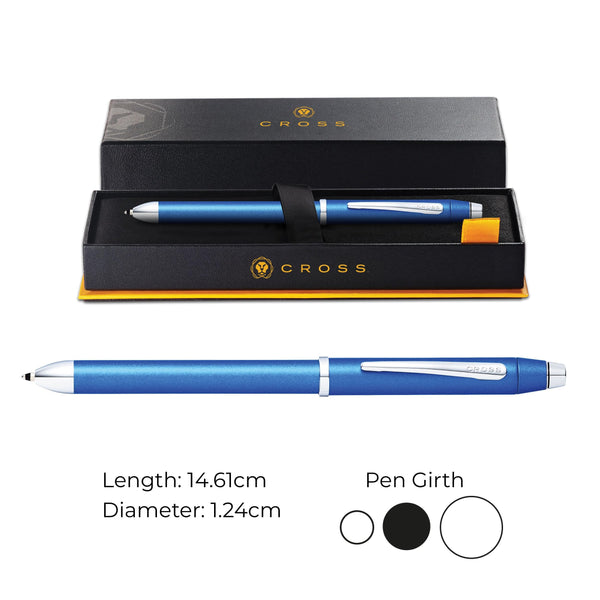 CROSS Tech3+ Satin Black Multi-Function Ballpoint Pen with Stylus incl. Premium Gift Box – Refillable Ballpen & Pencil