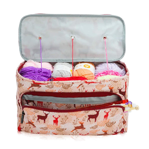 Knitting Bag for Yarn & Wool Storage, Portable Crochet & Sewing Tools Holder Tote Bag Yarn Organizer Knitting Needle Case